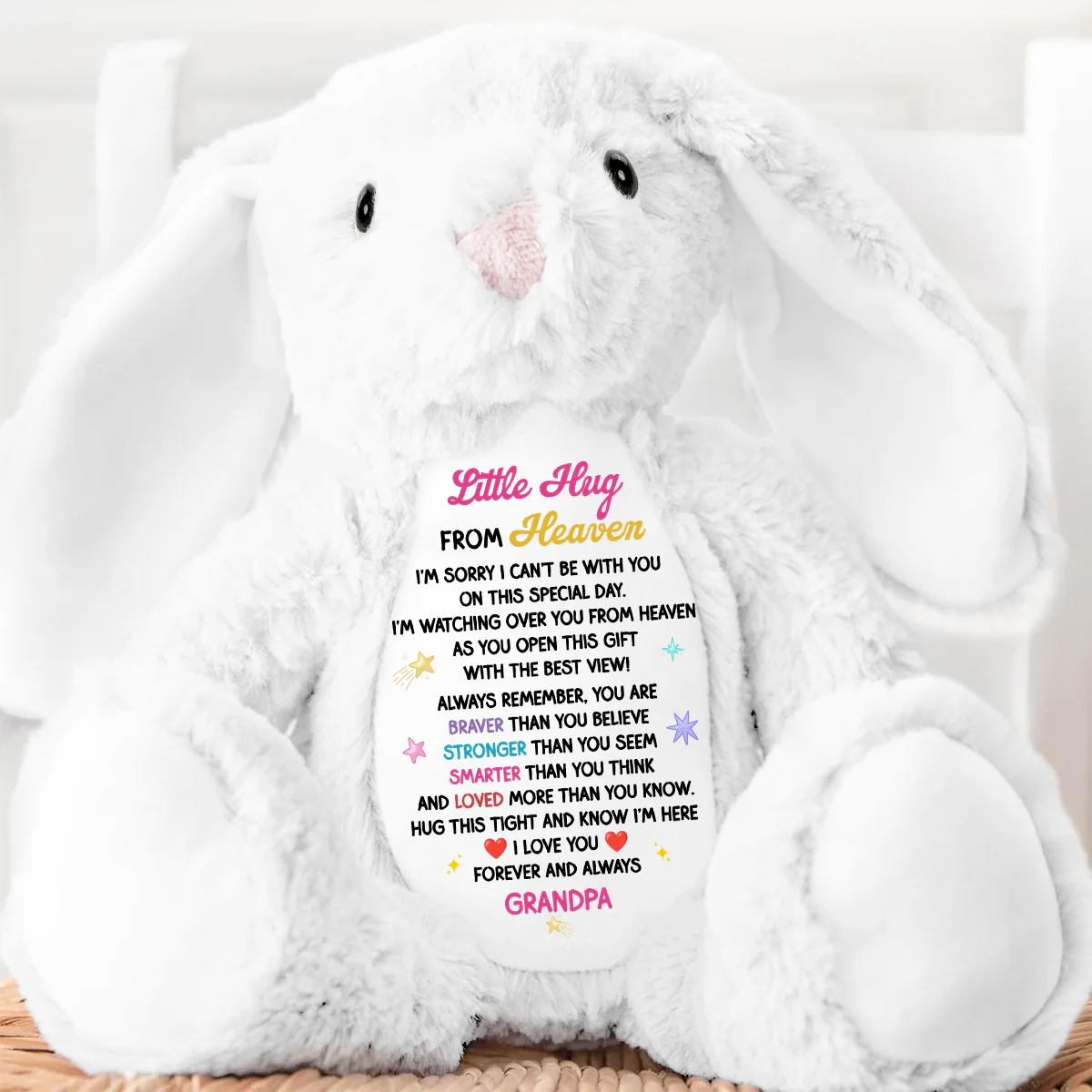 Little Hug From Heaven - Personalized Stuffed Bunny