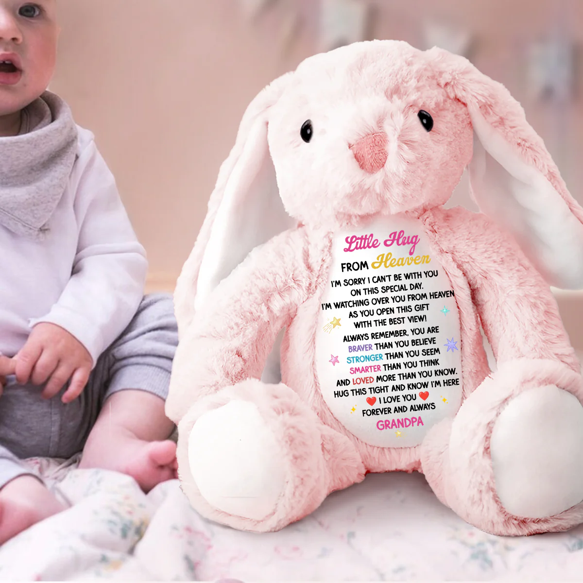Little Hug From Heaven - Personalized Stuffed Bunny - Image 2