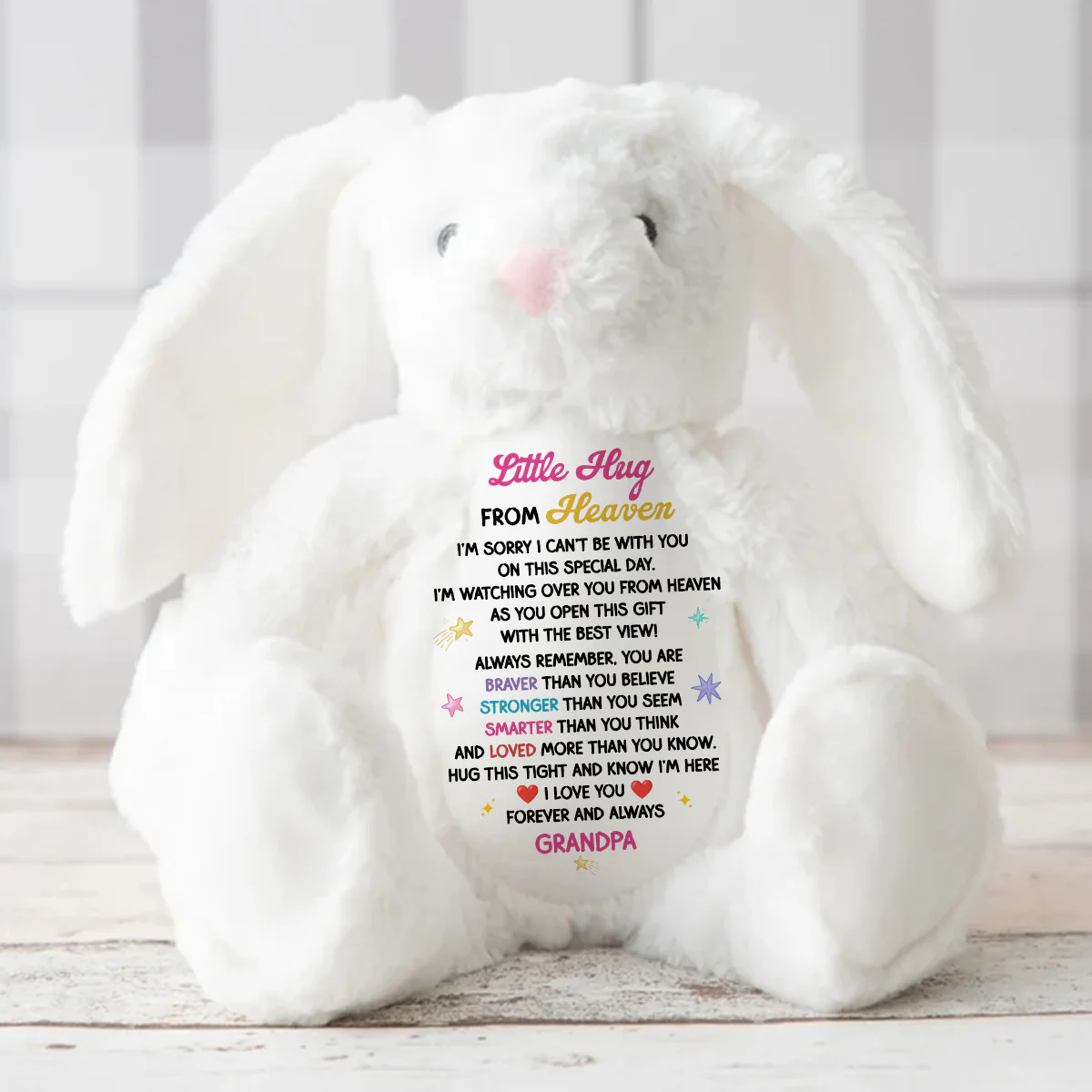 Little Hug From Heaven - Personalized Stuffed Bunny - Image 3