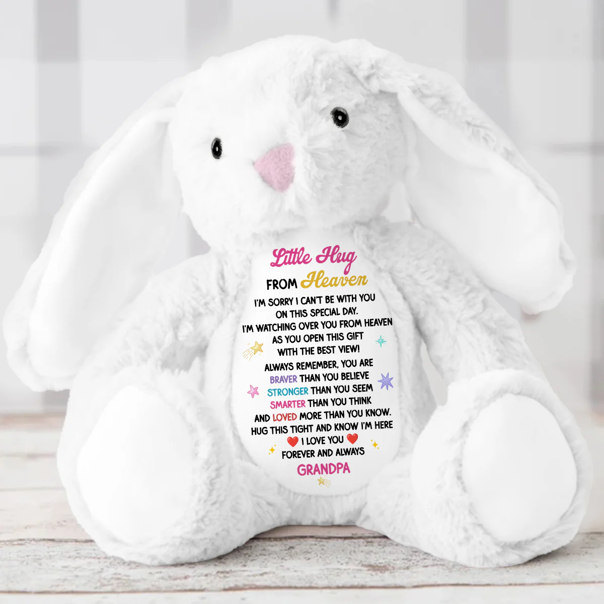 Little Hug From Heaven - Personalized Stuffed Bunny - Image 5