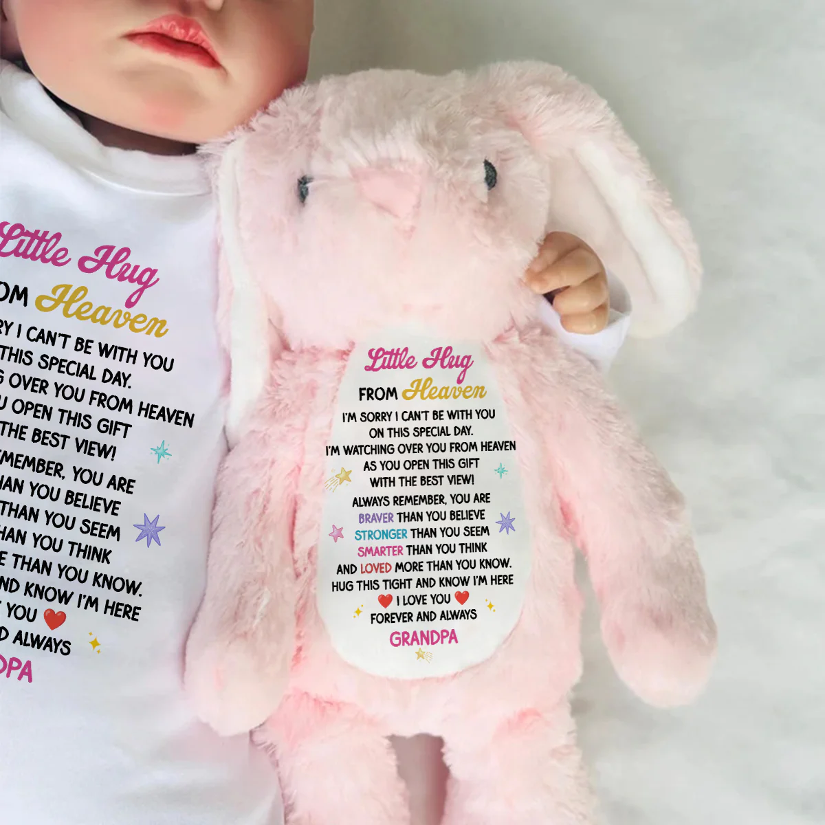 Little Hug From Heaven - Personalized Stuffed Bunny - Image 6