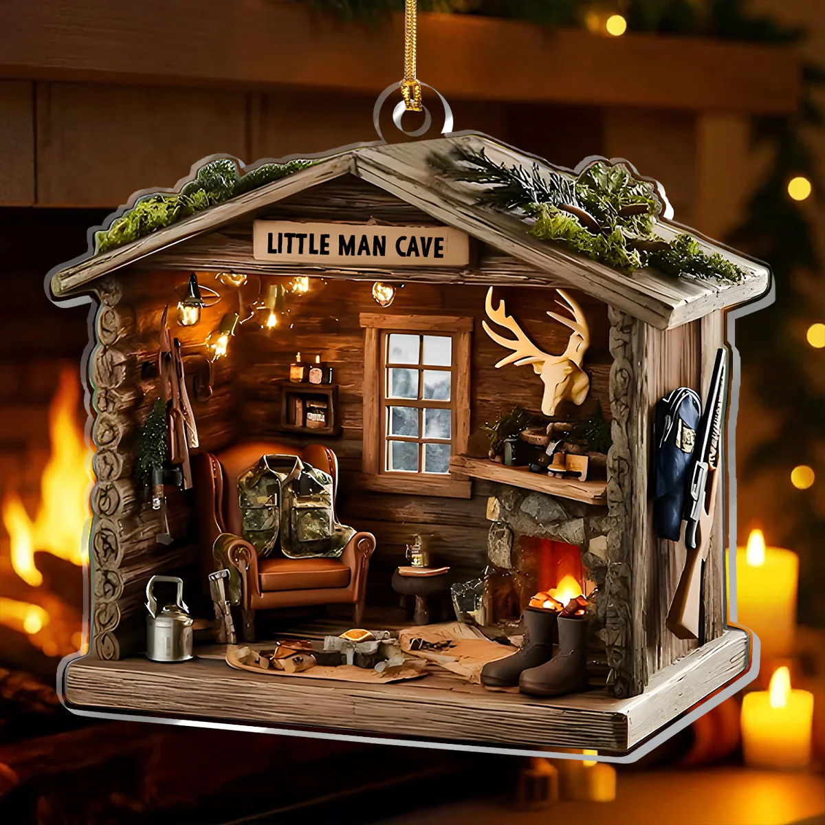 Little Man Cave - Personalized 1-Layer Acrylic Ornament - Image 2