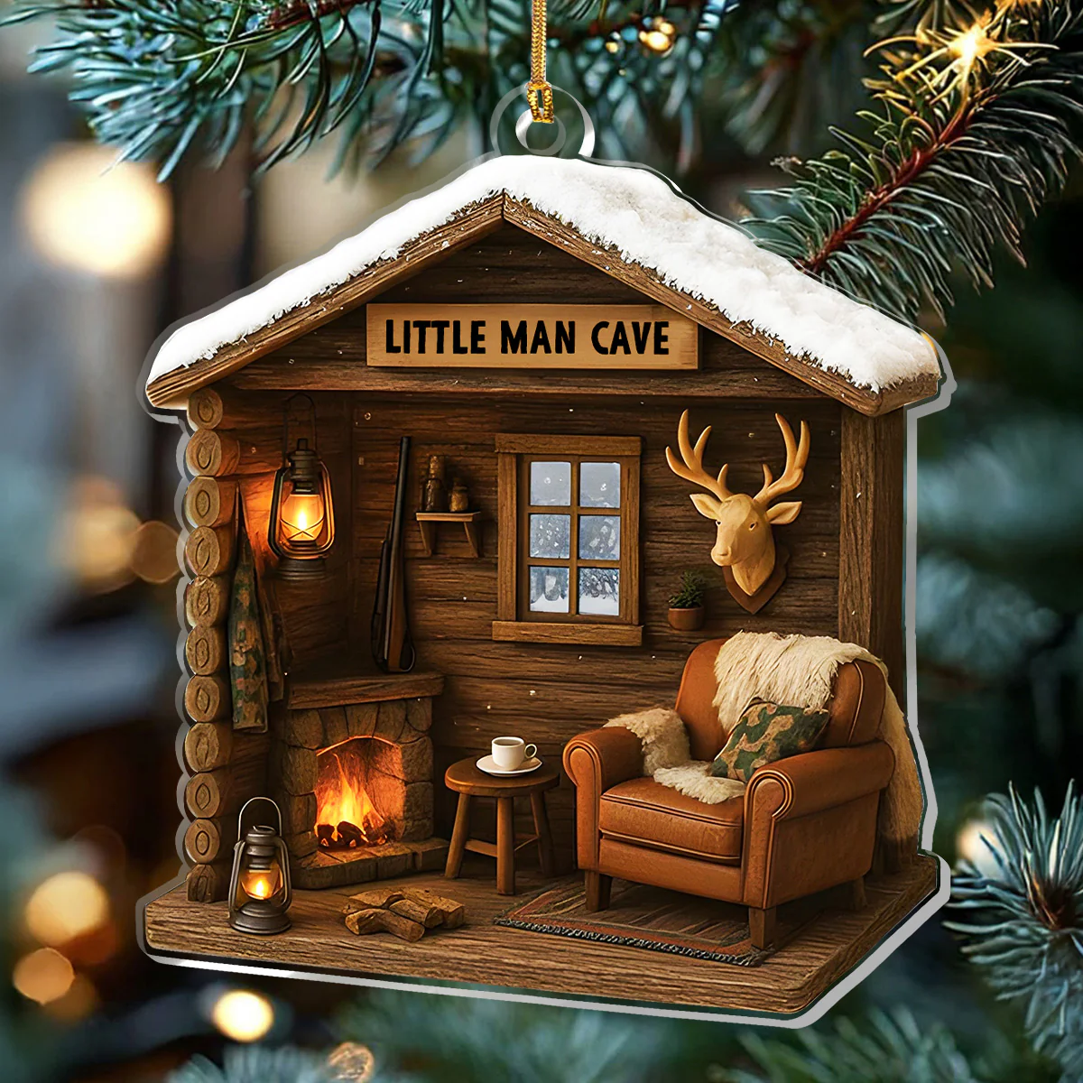 Little Man Cave - Personalized 1-Layer Acrylic Ornament - Image 3