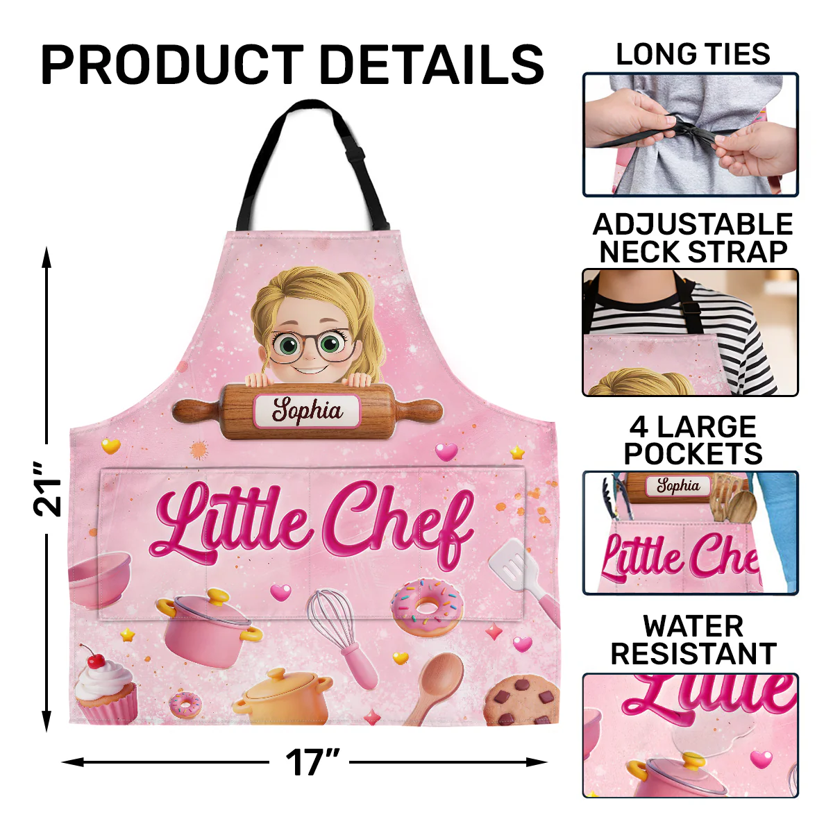 Little Sweet Kitchen - Personalized Kid Apron With Pocket - Image 4