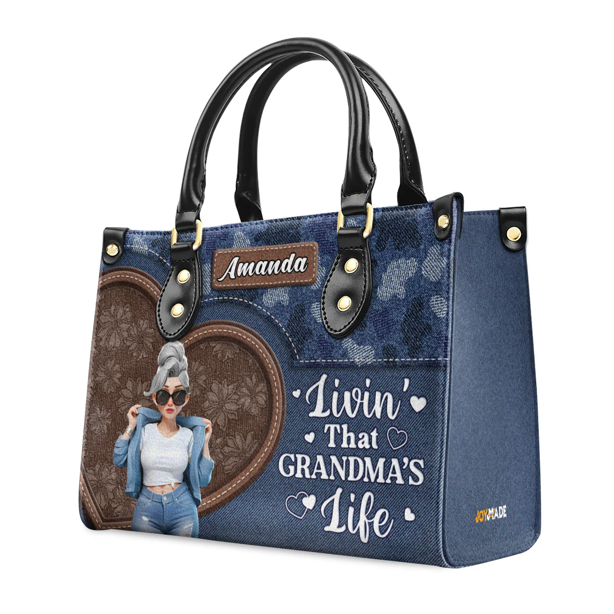 Livin' That Grandma's Life - Personalized Leather Handbag - Image 8