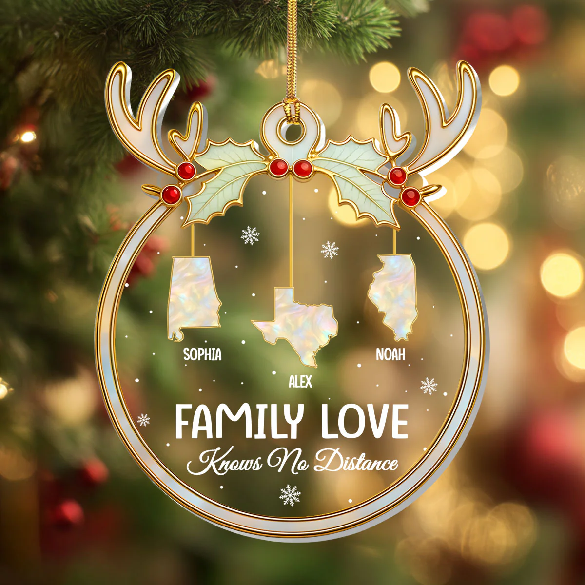 Long-Distance Family Love - Personalized 1-Layer Acrylic Ornament - Image 5