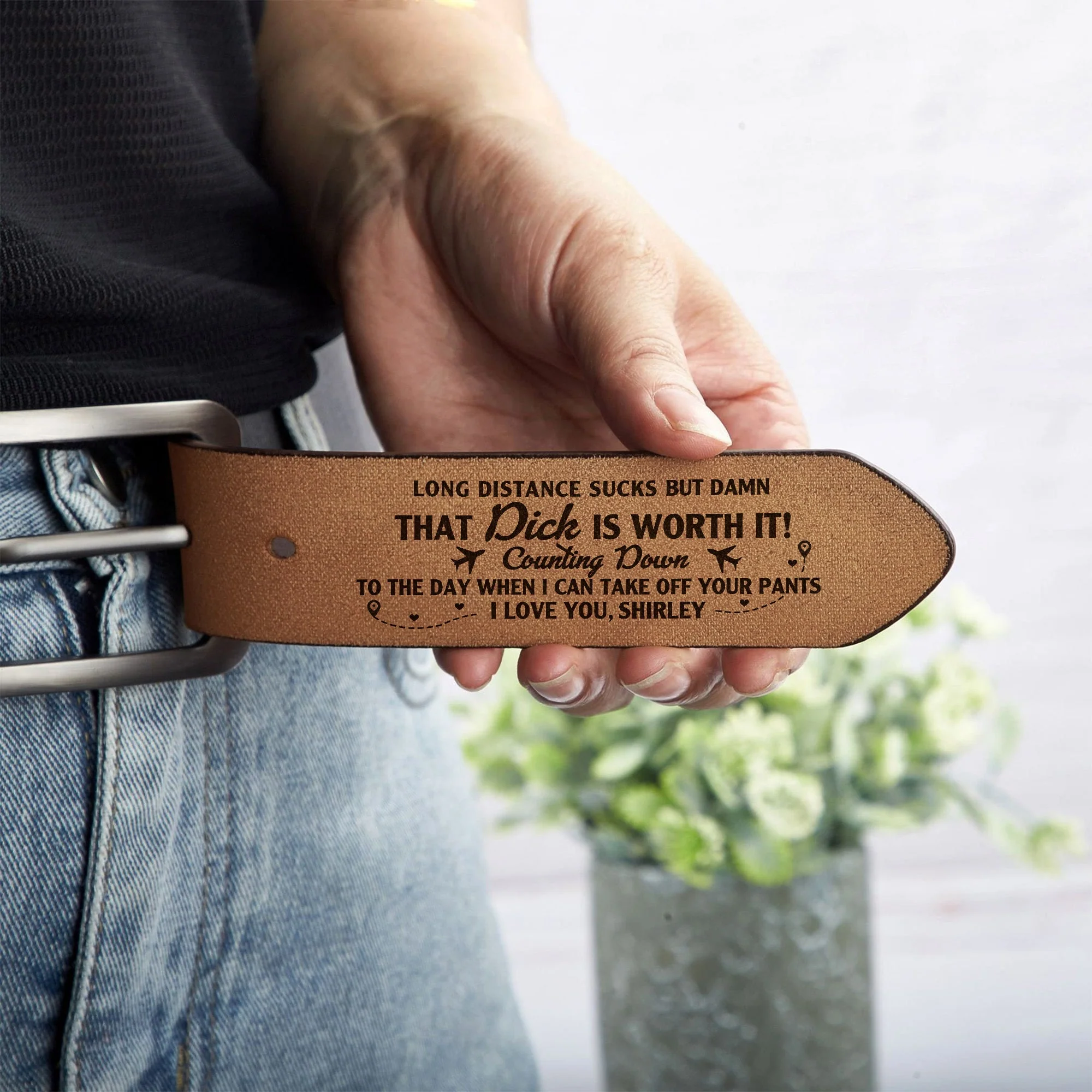 Long Distance - Personalized Engraved Leather Belt - Image 4