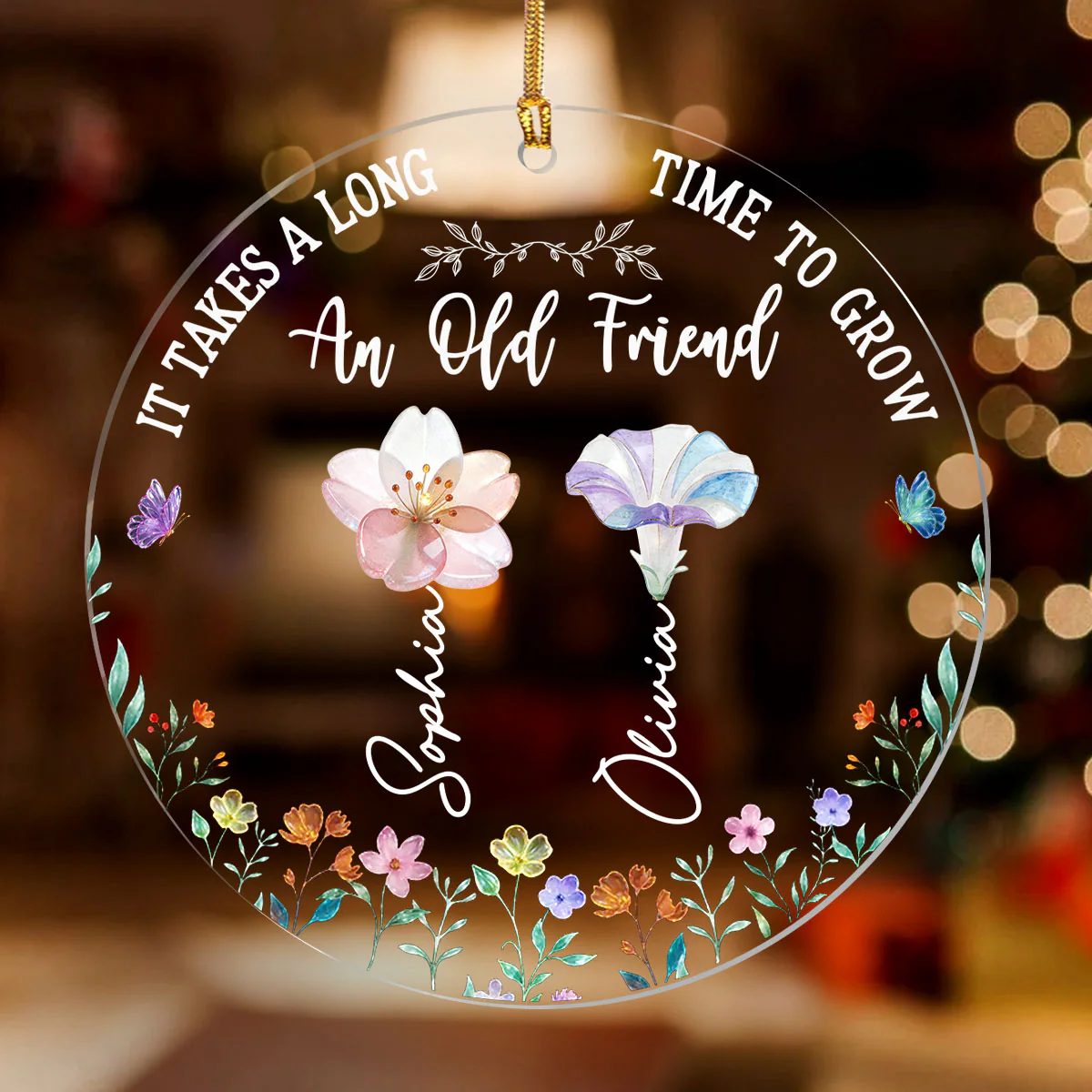 Long Time To Grow Old Friends - Personalized 1-Layer Acrylic Ornament - Image 2