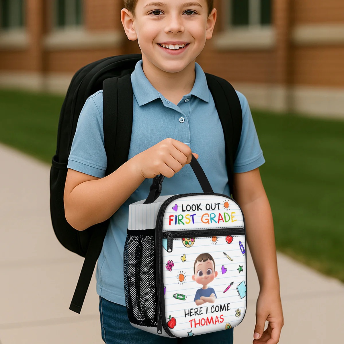 Look Out Here I Come - Personalized Lunch Bag - Image 4