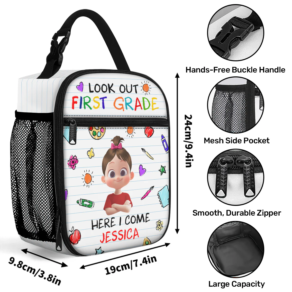 Look Out Here I Come - Personalized Lunch Bag - Image 7