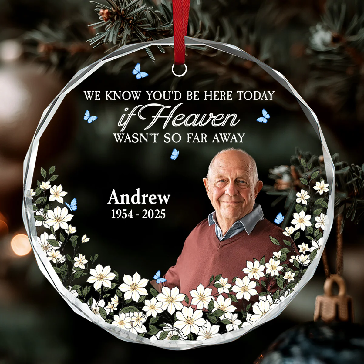 Love And Miss You Every Day - Personalized Round Shaped Glass Ornament - Image 5