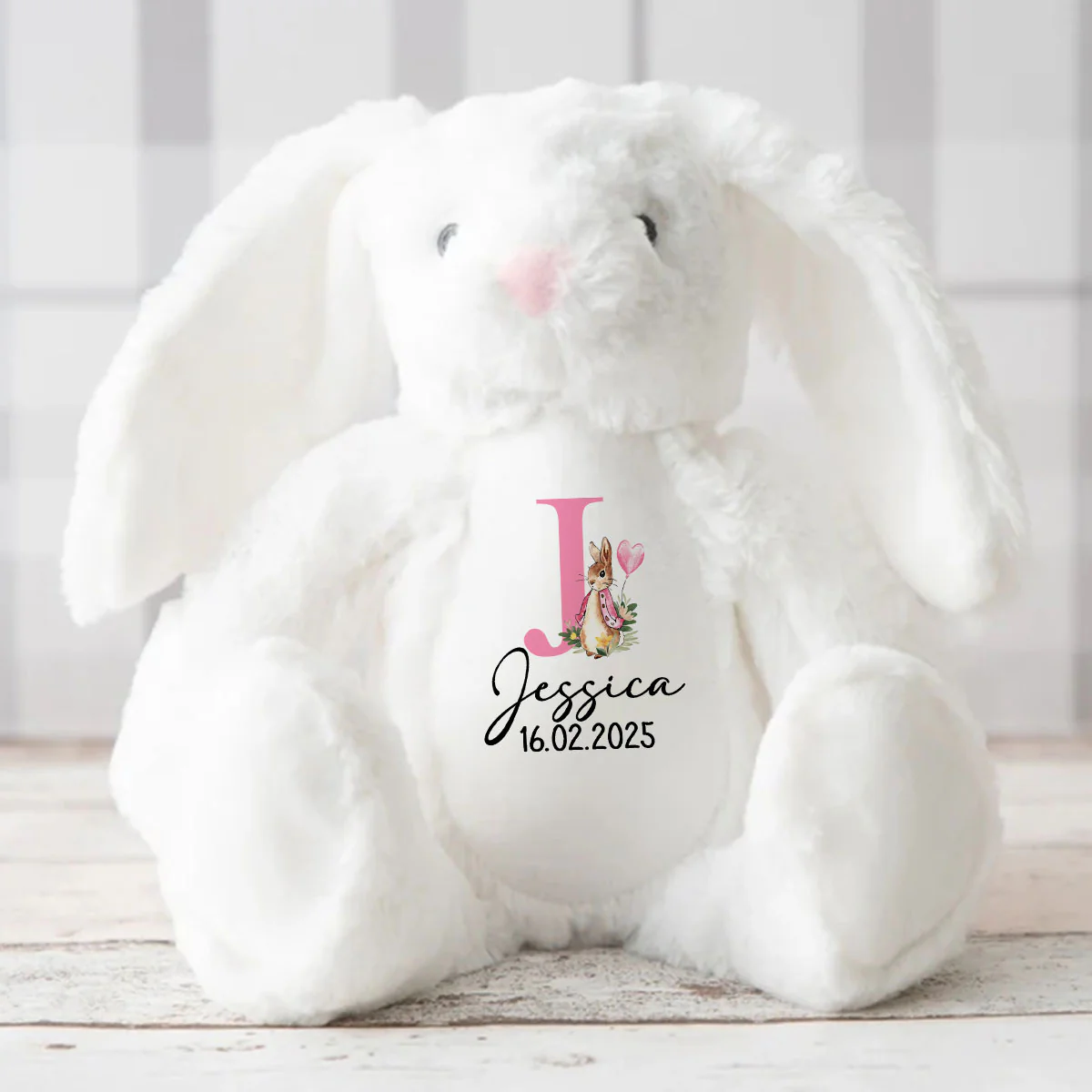 Love Baby From Grandma Initials Letter - Personalized Stuffed Bunny - Image 3