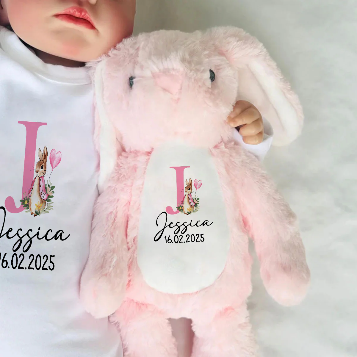 Love Baby From Grandma Initials Letter - Personalized Stuffed Bunny - Image 6