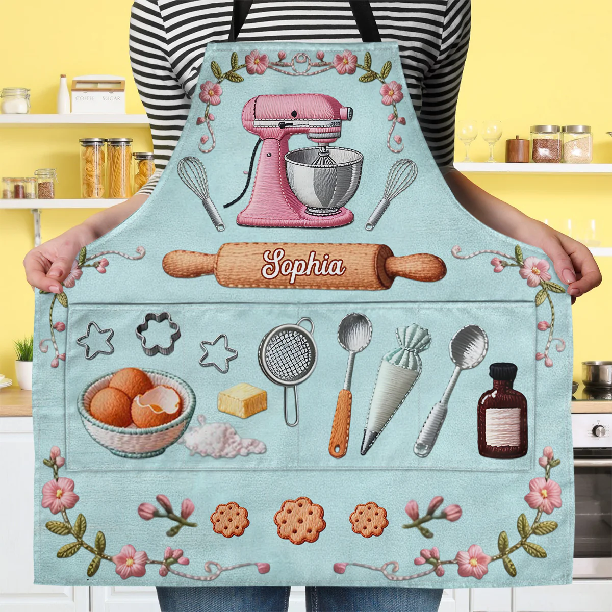 Love Baking - Personalized Apron With Pocket - Image 3