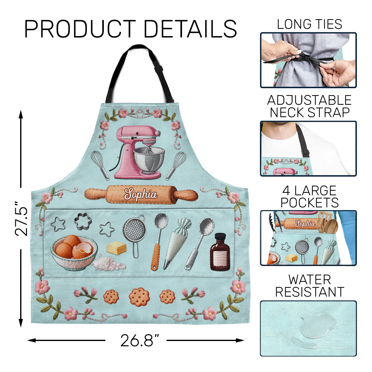 Love Baking - Personalized Apron With Pocket - Image 5