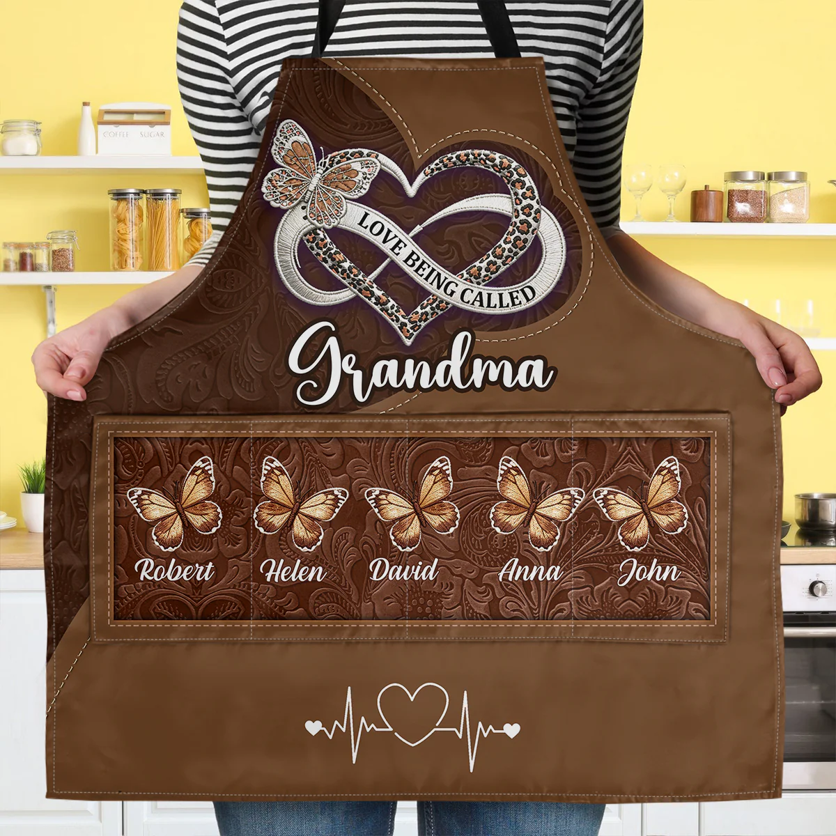 Love Being Called Grandma - Personalized Apron With Pocket - Image 4