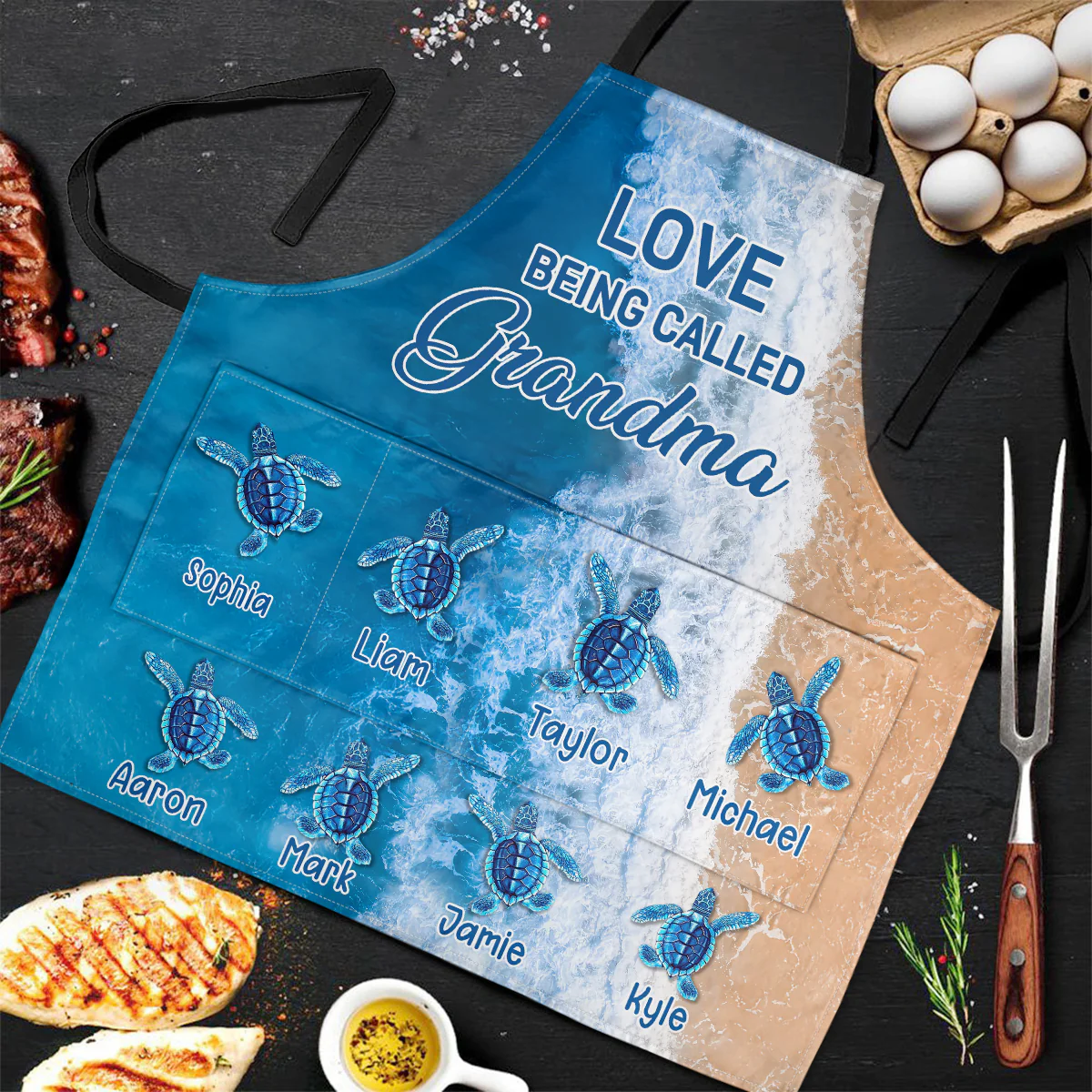Love Being Called Grandma - Personalized Apron With Pocket - Image 2