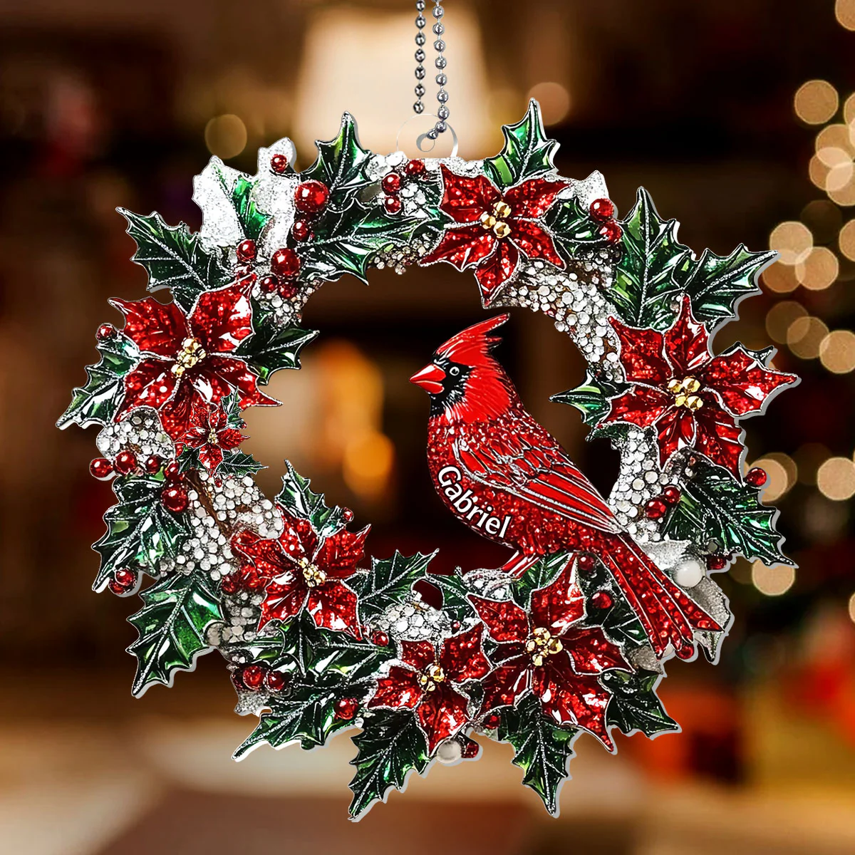 Love Beyond Cardinal In Memory - Personalized 1-Layer Acrylic Ornament - Image 2