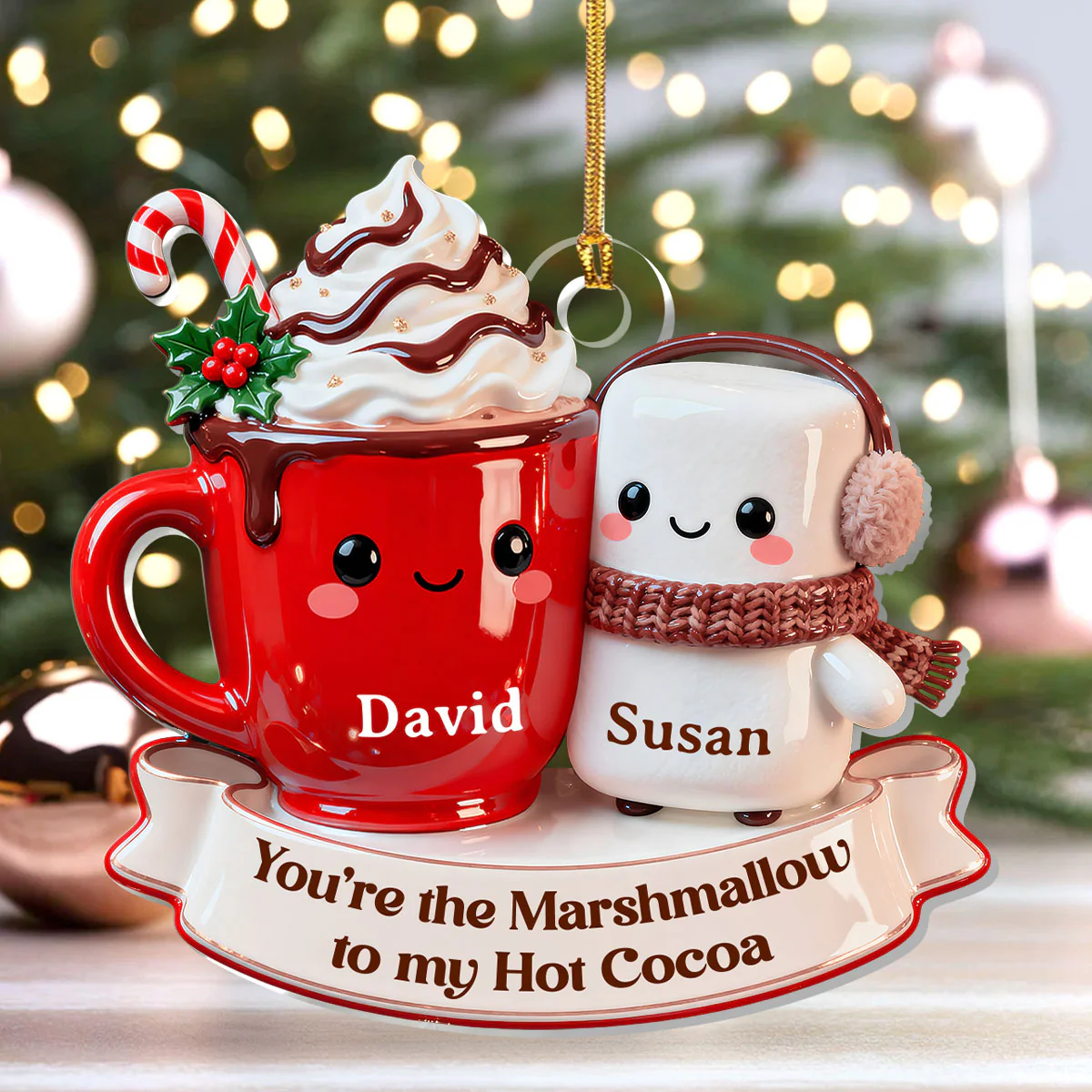 Love Brews Like Hot Cocoa - Personalized 1-Layer Acrylic Ornament - Image 4