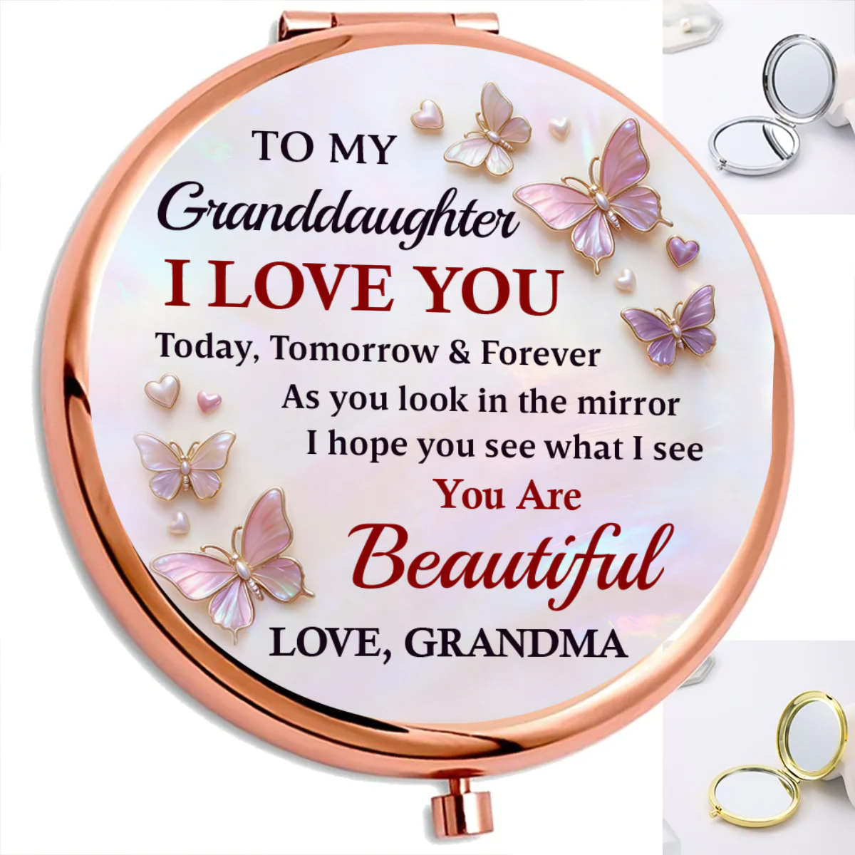 Love For My Daughter - Personalized Circle Metallic Mirror - Image 5