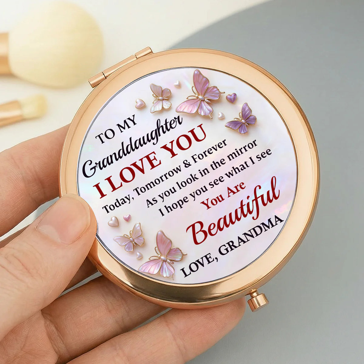 Love For My Daughter - Personalized Circle Metallic Mirror - Image 7