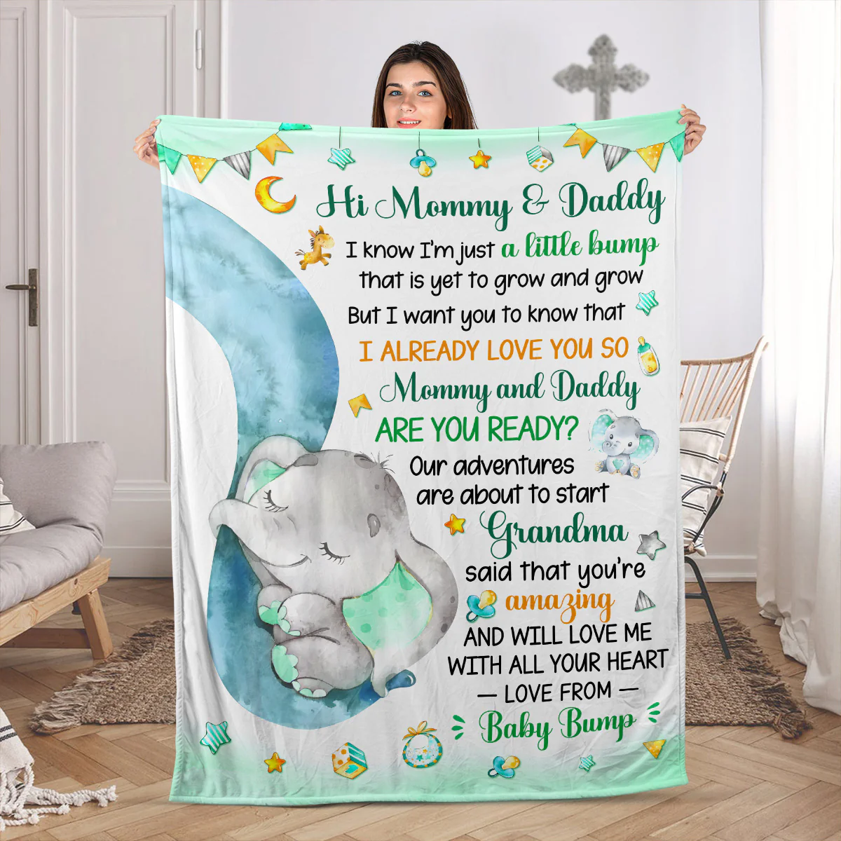 Love From Baby Bump - Personalized Fleece Blanket