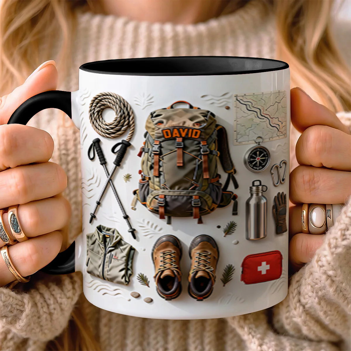 Love Hiking - Personalized Accent Mug - Image 3