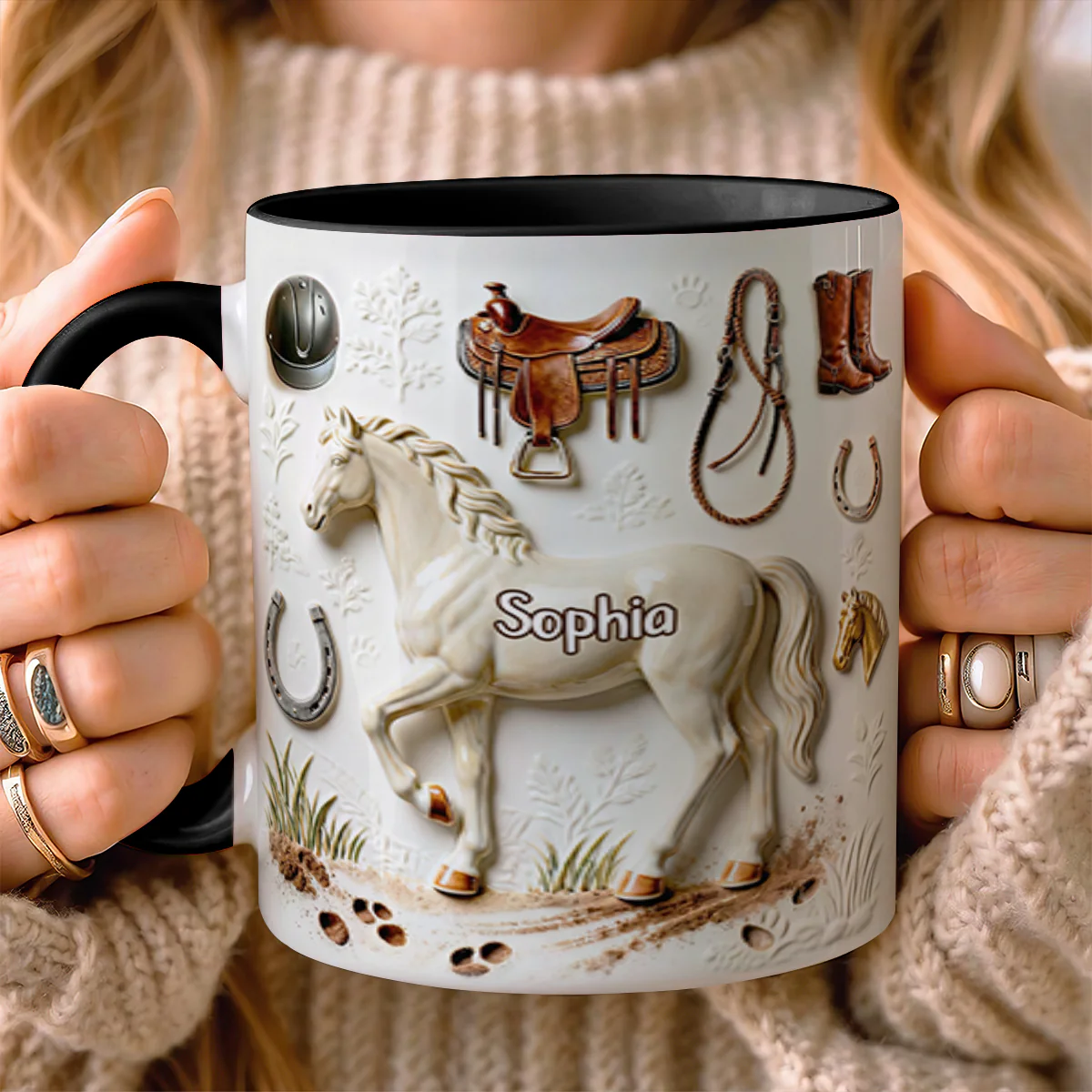 Love Horses - Personalized Accent Mug - Image 2