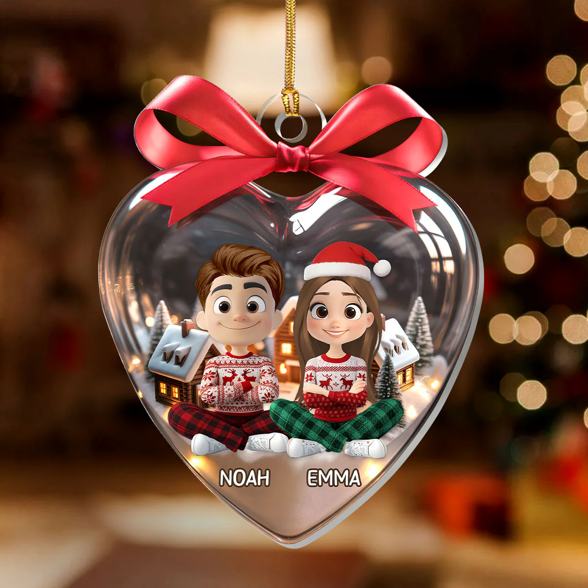 Love In Snow - Personalized 1-Layer Acrylic Ornament - Image 2