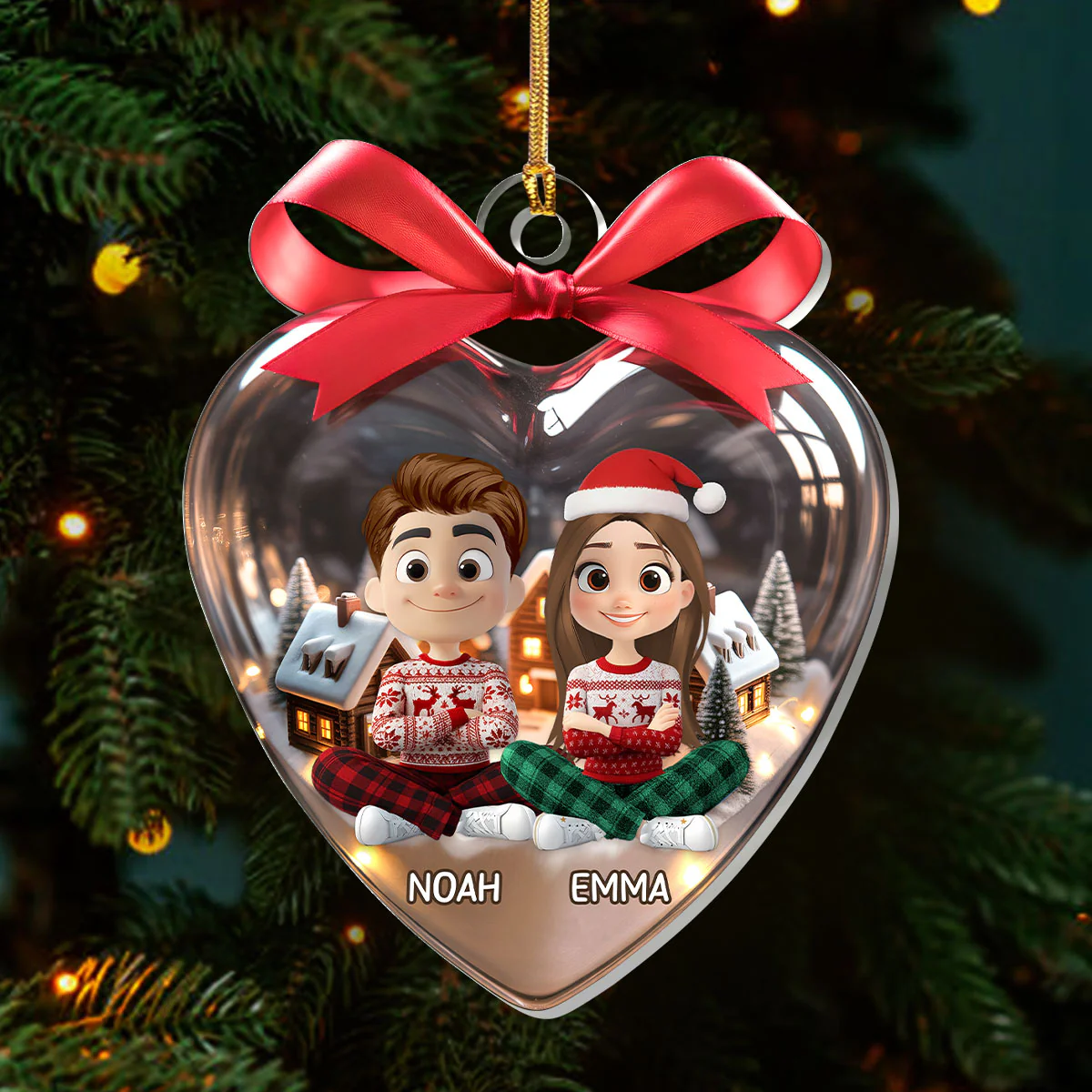 Love In Snow - Personalized 1-Layer Acrylic Ornament - Image 3
