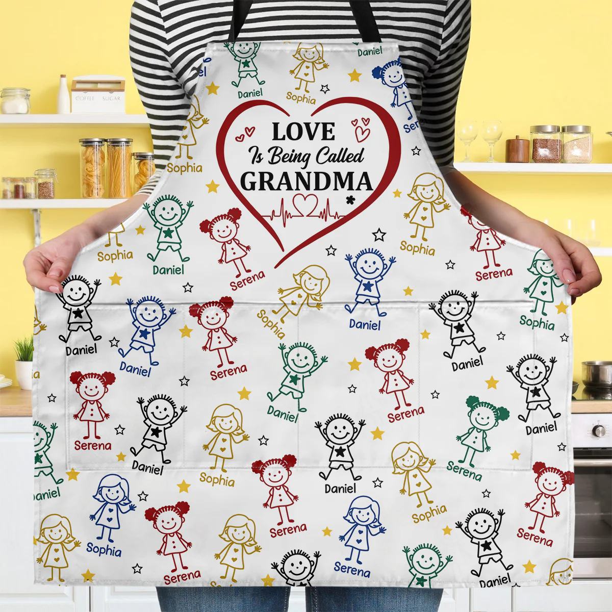 Love Is Being Called Grandma - Personalized Apron With Pocket - Image 3