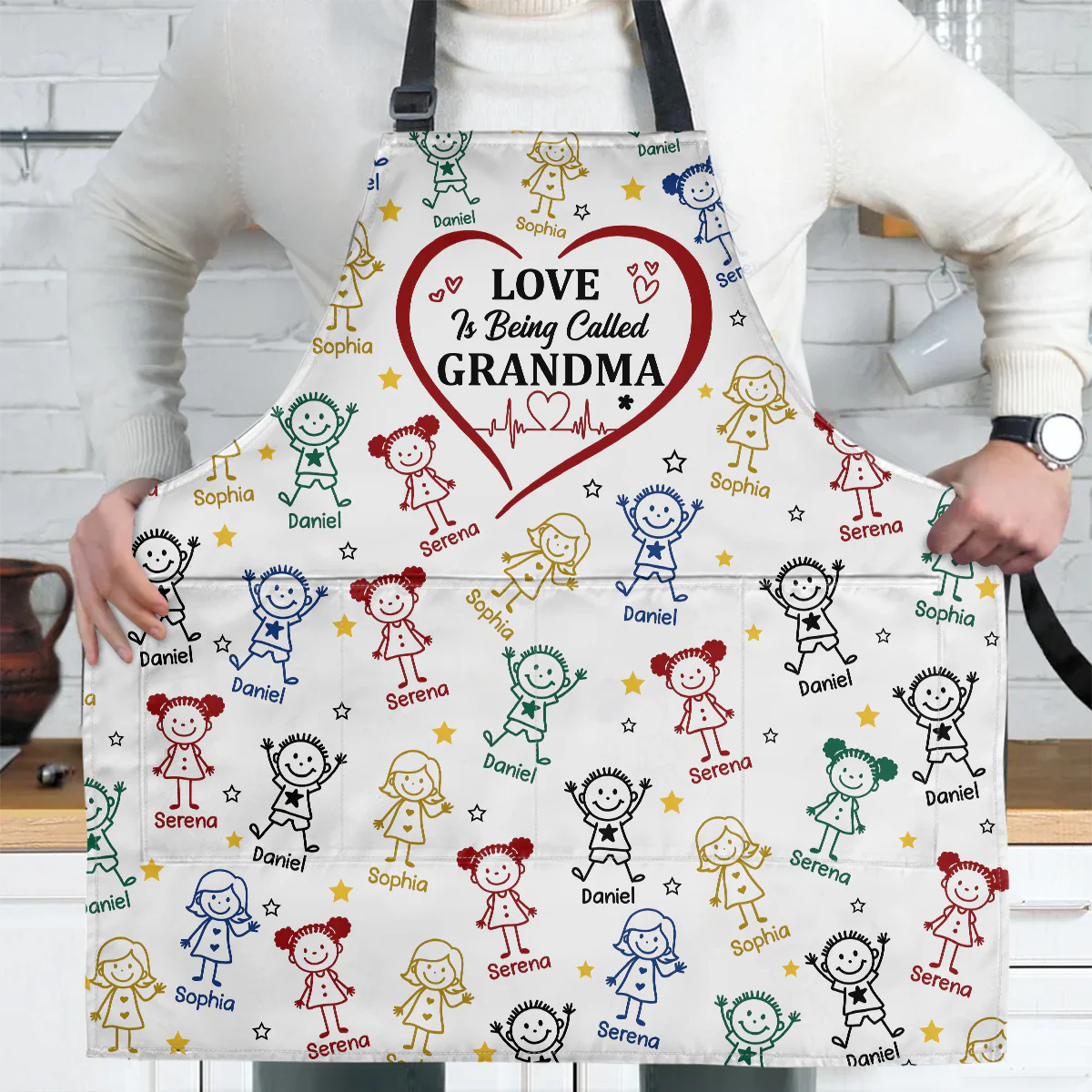 Love Is Being Called Grandma - Personalized Apron With Pocket - Image 4