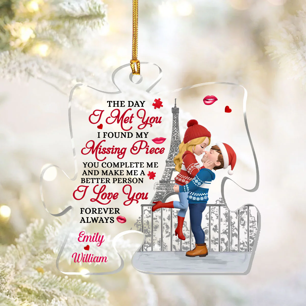 Love Is The Greatest Adventure - Personalized 1-Layer Acrylic Ornament - Image 2