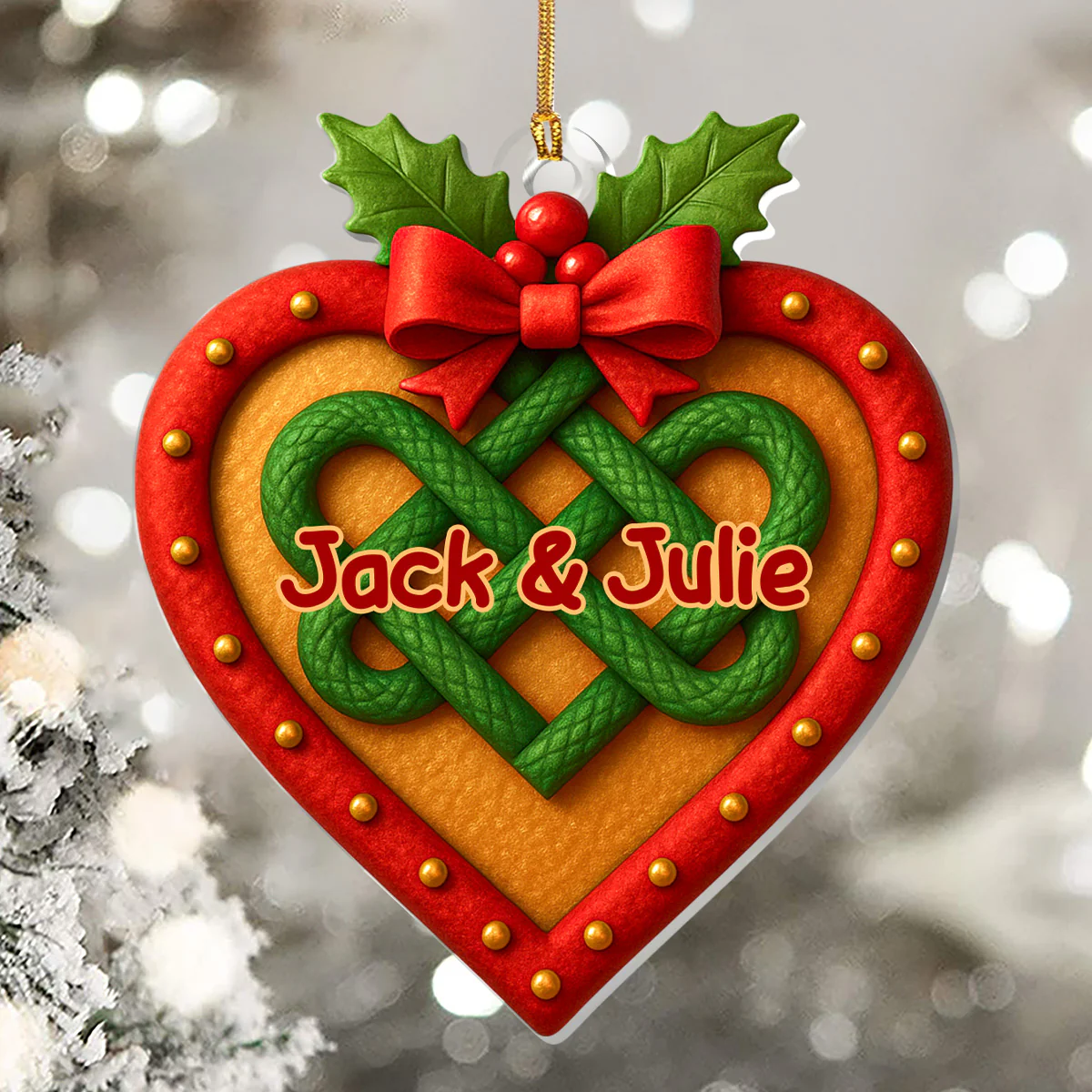 Love Knot Cake Theme - Personalized 1-Layer Acrylic Ornament - Image 3