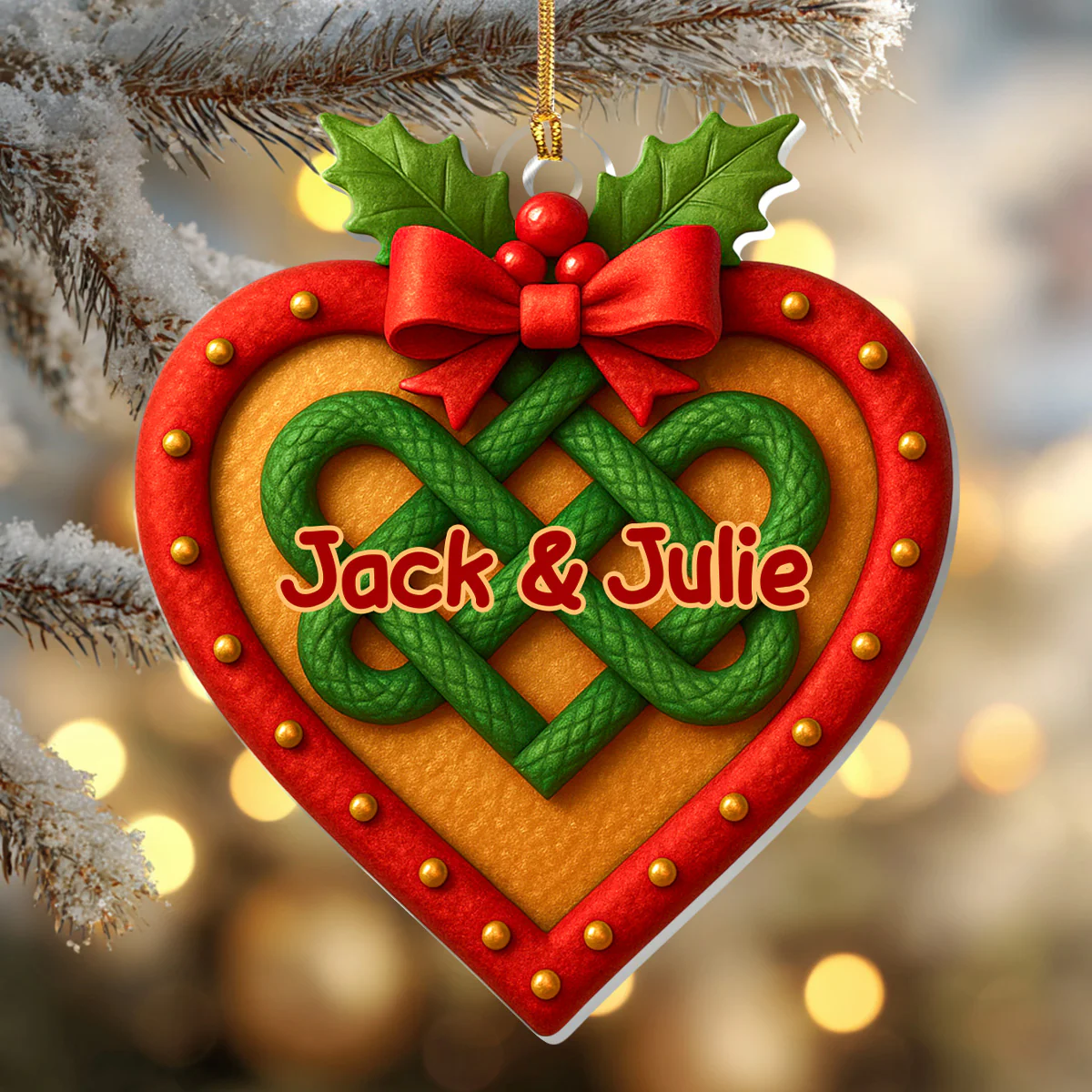 Love Knot Cake Theme - Personalized 1-Layer Acrylic Ornament - Image 4