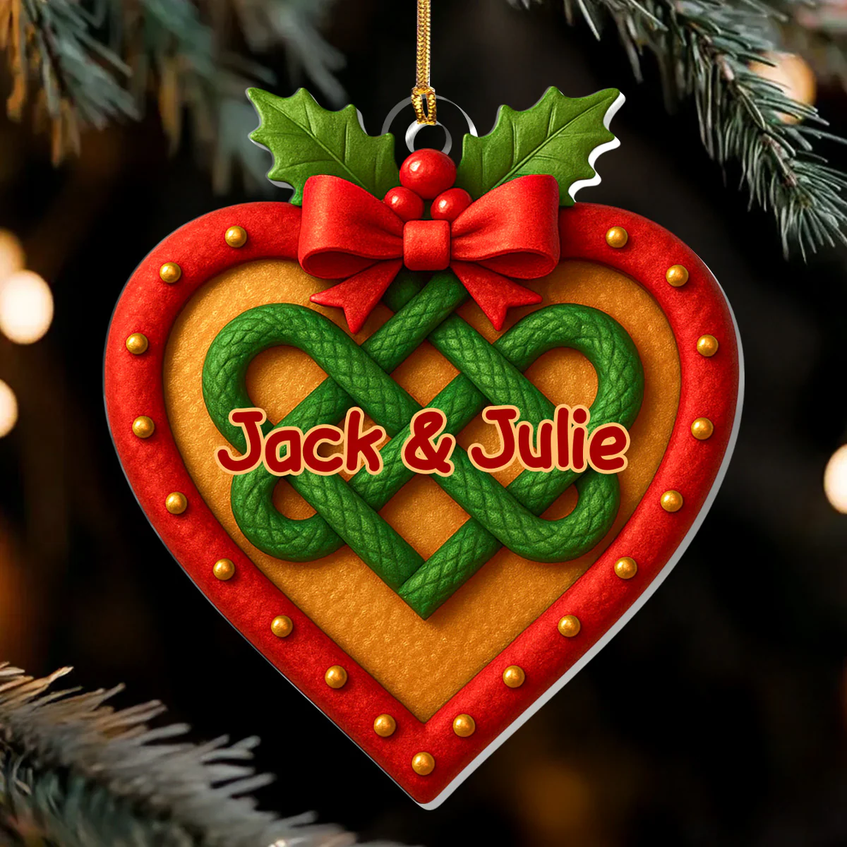 Love Knot Cake Theme - Personalized 1-Layer Acrylic Ornament - Image 5