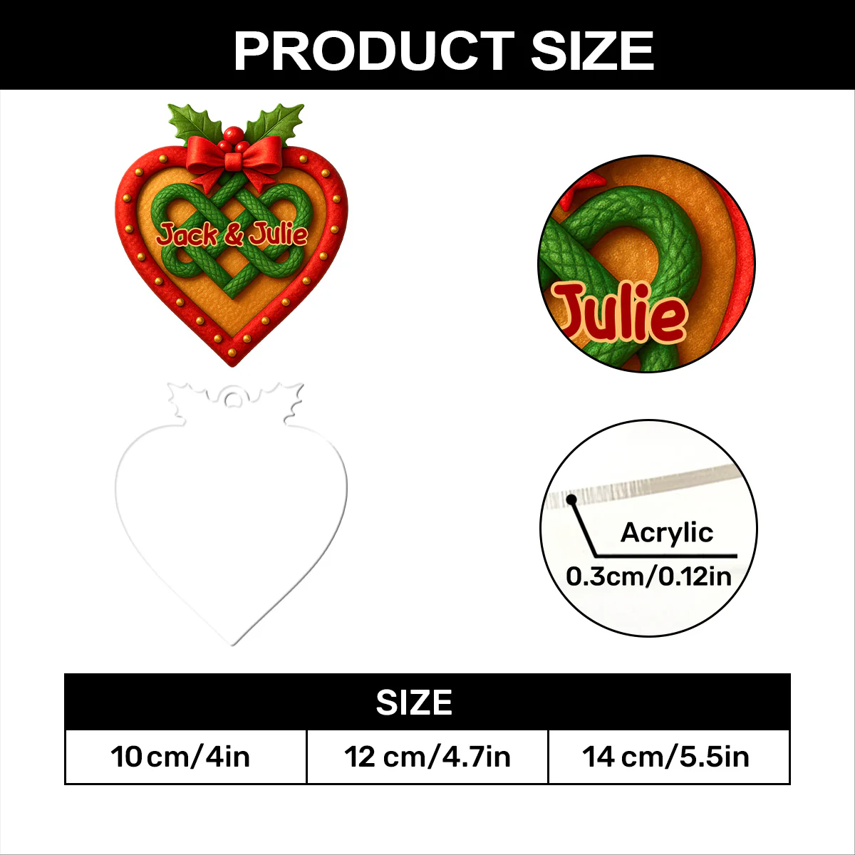 Love Knot Cake Theme - Personalized 1-Layer Acrylic Ornament - Image 7