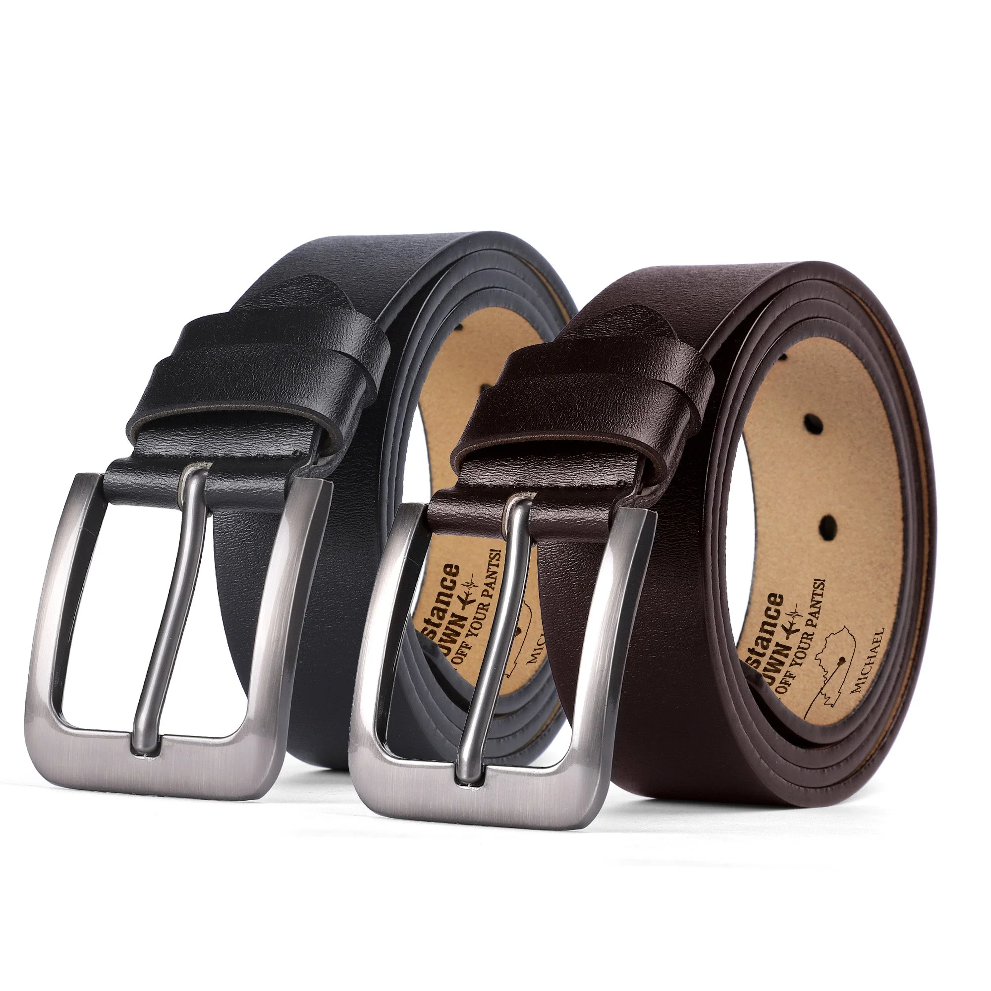 Love Knows No Distance - Personalized Engraved Leather Belt - Image 3