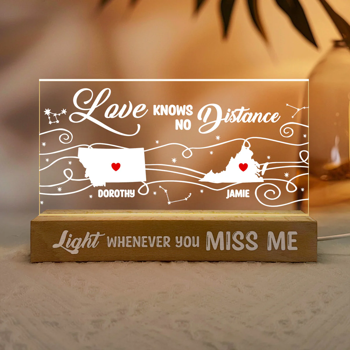 Love Knows No Distance - Personalized LED Night Light - Image 4