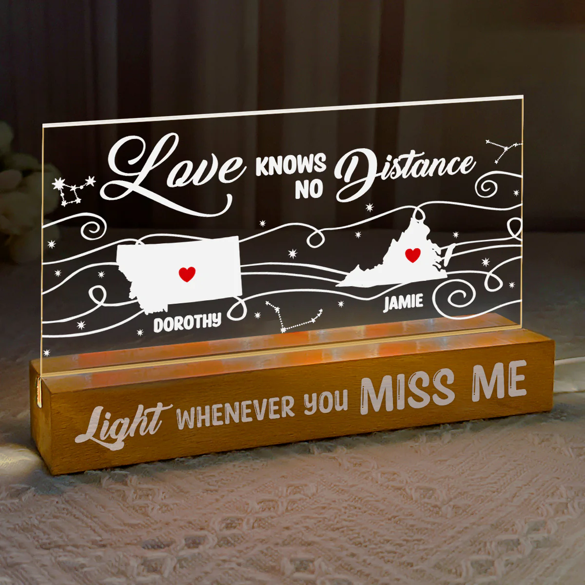 Love Knows No Distance - Personalized LED Night Light - Image 5