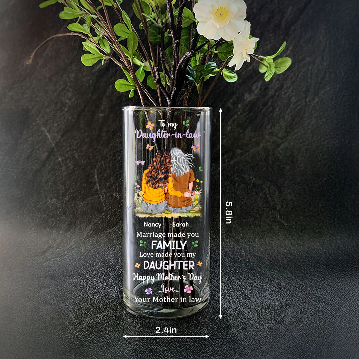 Love Made You My Daughter - Personalized Glass Vase - Image 4