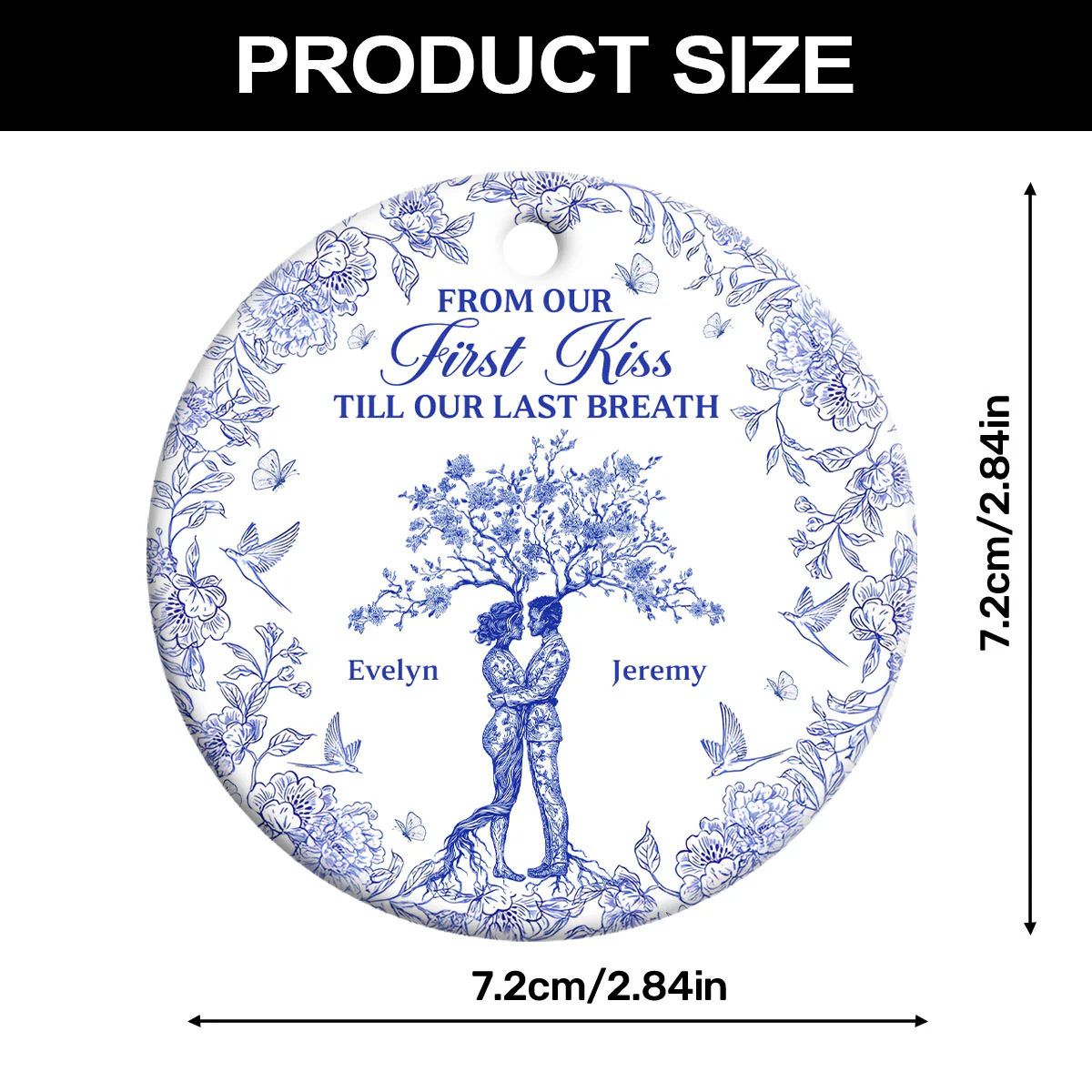 Love Never Ends - Personalized Round Shaped Ceramic Ornament - Image 7