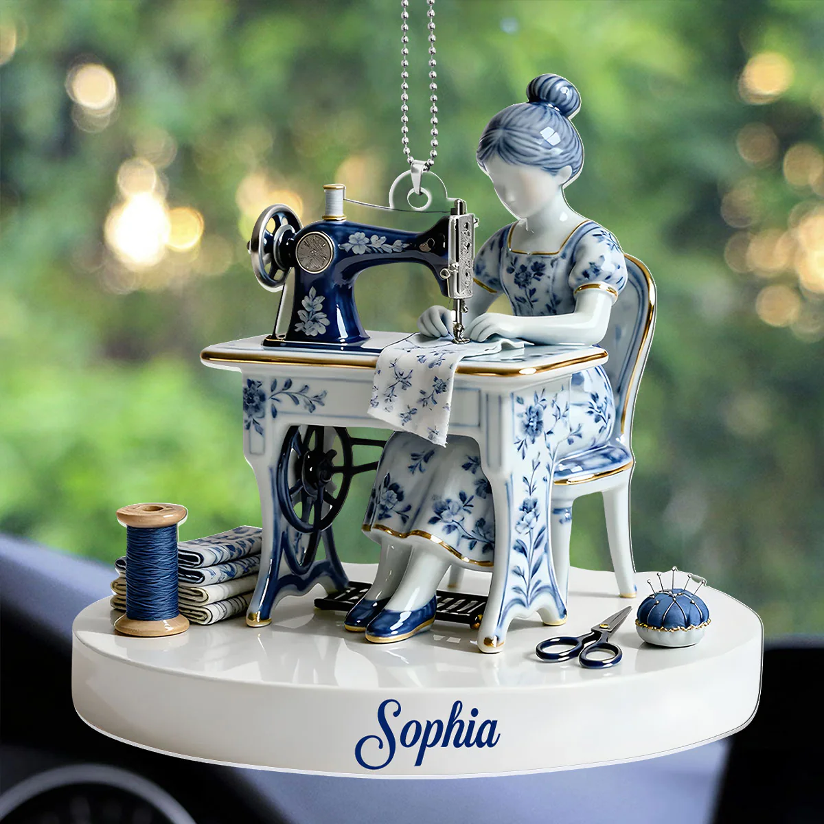 Love Sewing - Personalized Car Acrylic Hanging Ornament - Image 3