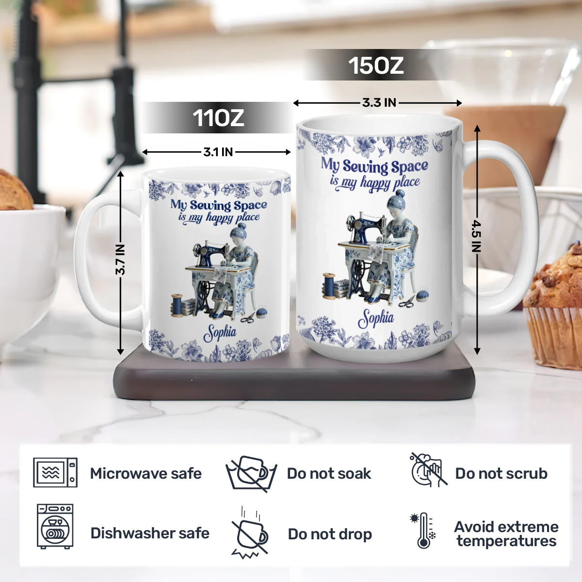 Love Sewing - Personalized Ceramic Coffee Mug - Image 5