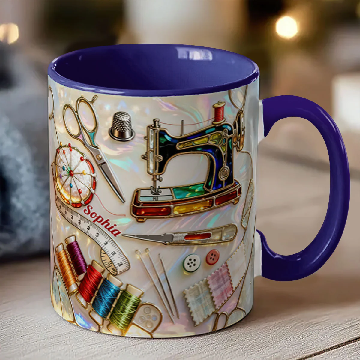 Love Sewing Stained Glass - Personalized Accent Mug