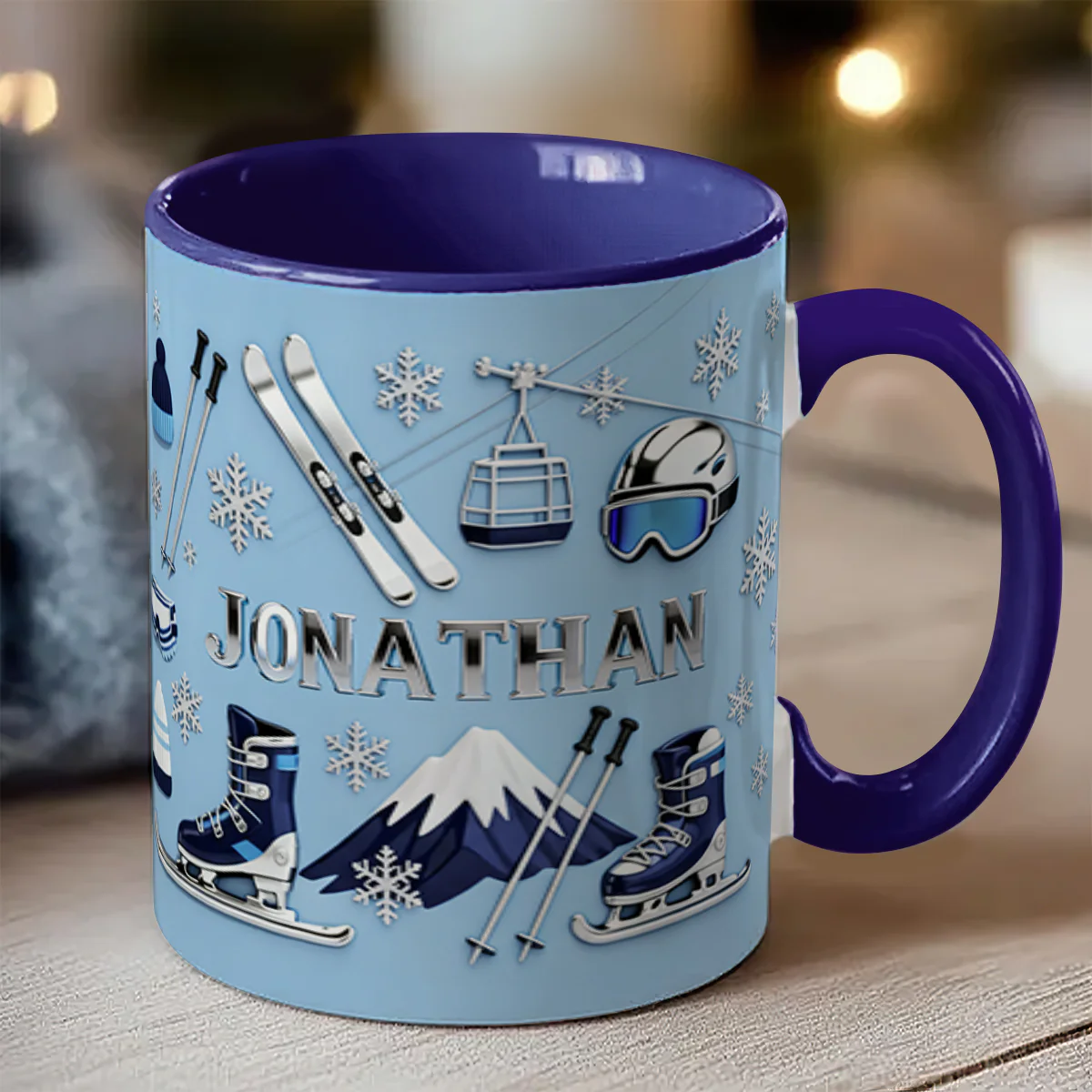 Love Skiing - Personalized Accent Mug