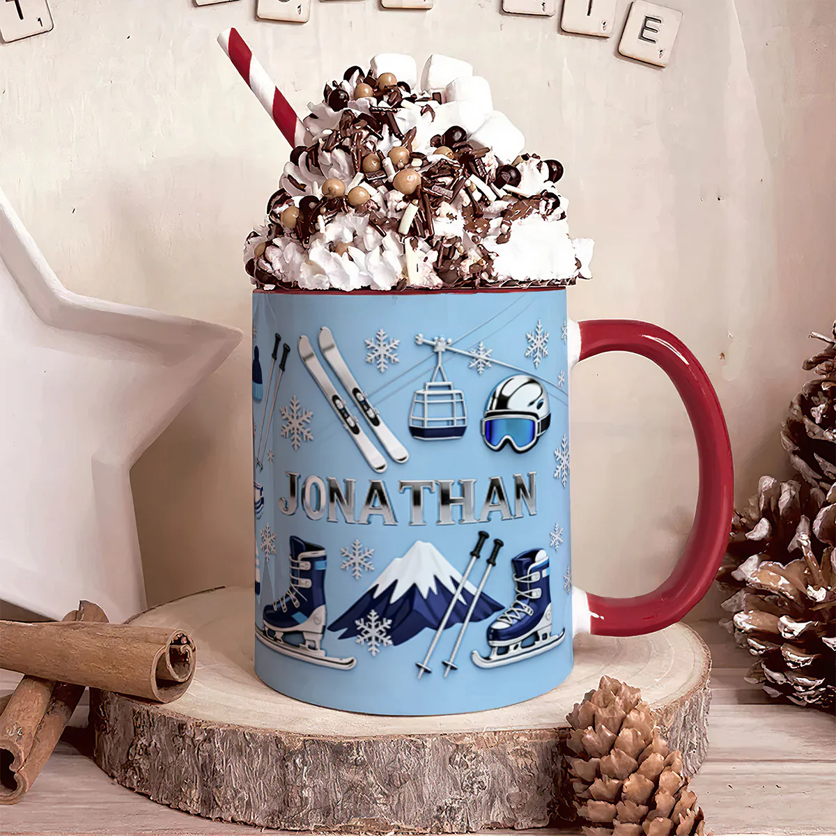 Love Skiing - Personalized Accent Mug - Image 2