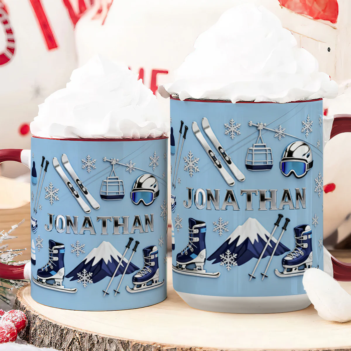 Love Skiing - Personalized Accent Mug - Image 6