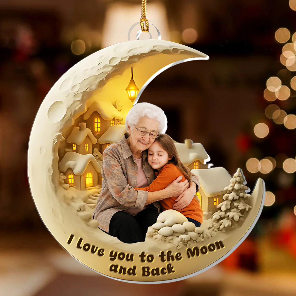 Love To The Moon And Back - Personalized 1-Layer Acrylic Ornament - Image 5