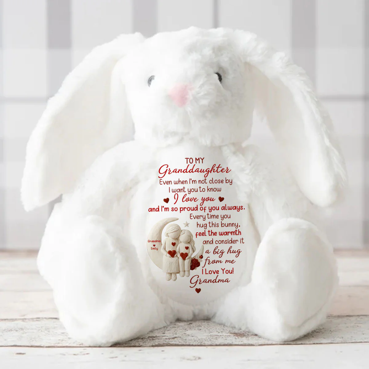 Love & Warm Hugs - Personalized Stuffed Bunny - Image 3